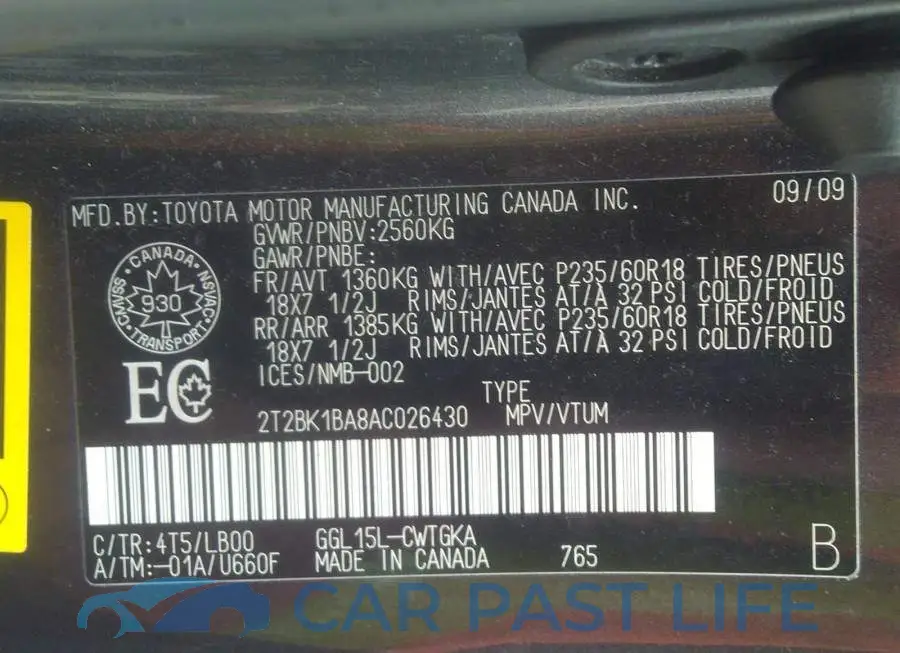 2T2BK1BA8AC026430# 9