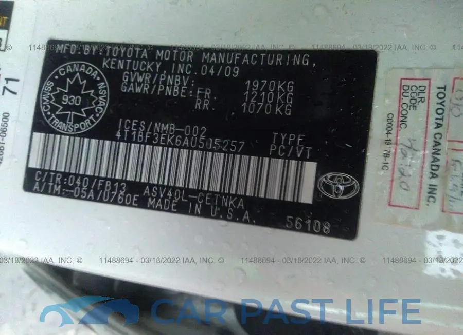 4T1BF3EK6AU505257# 9
