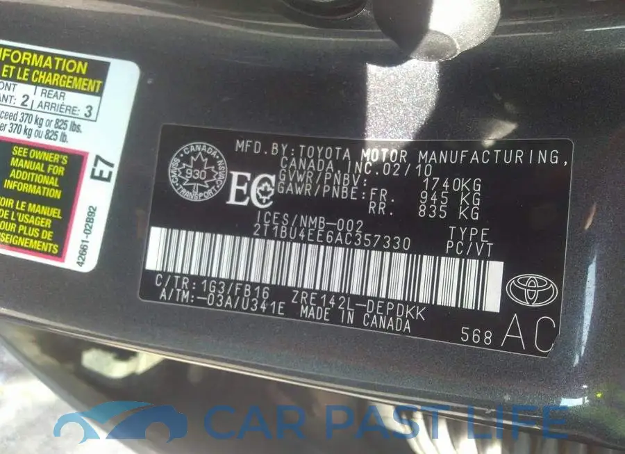 2T1BU4EE6AC357330# 9