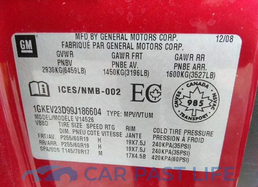 1GKEV23D99J186604# 9