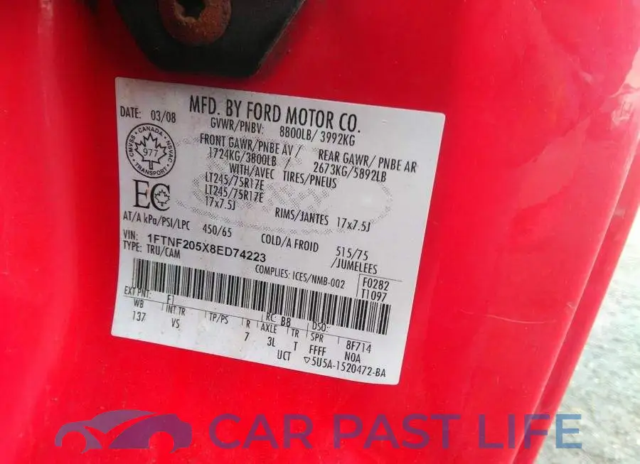 1FTNF205X8ED74223# 9