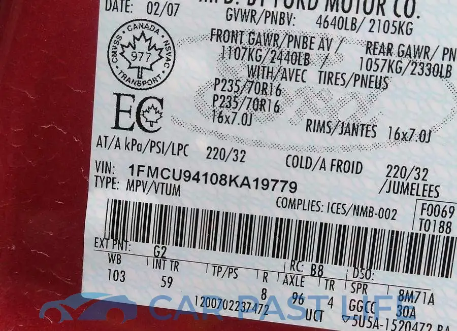 1FMCU94108KA19779# 9