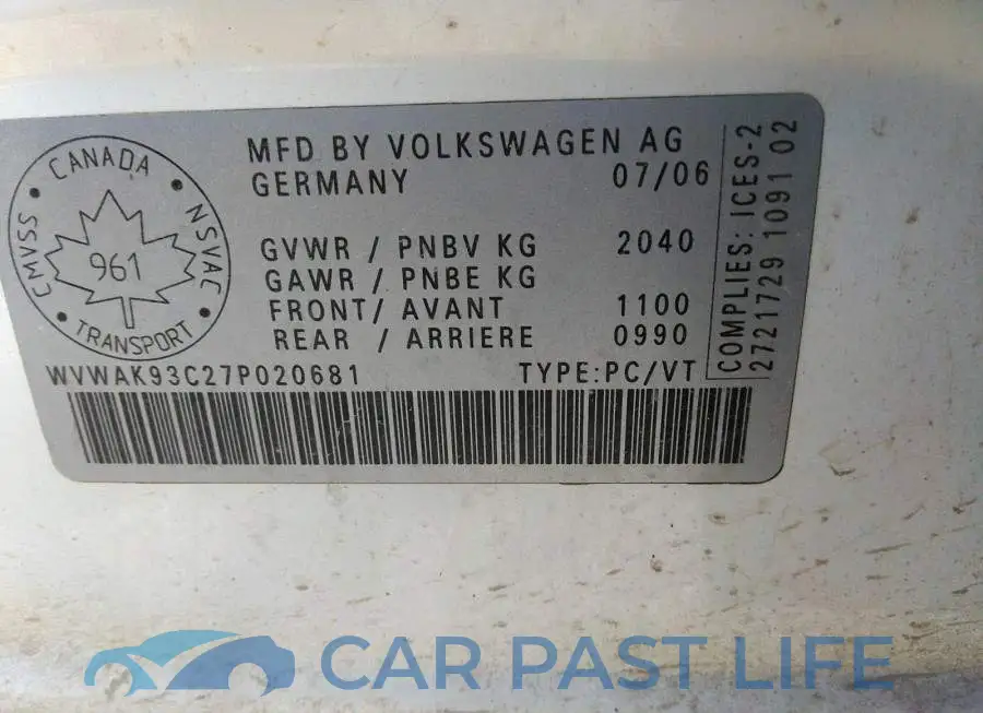 WVWAK93C27P020681# 9