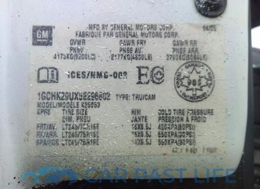 1GCHK29UX5E296802# 9