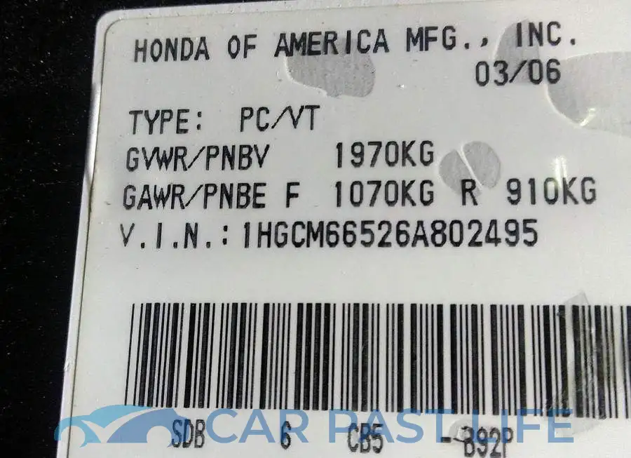 1HGCM66526A802495# 9
