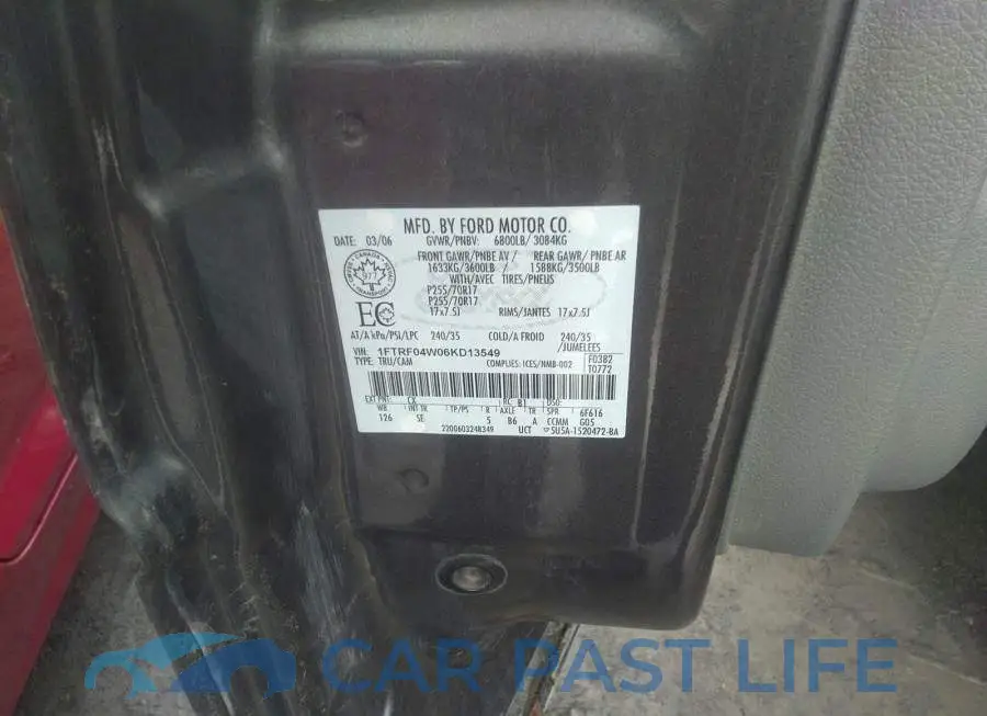 1FTRF04W06KD13549# 9