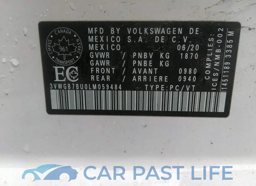 3VWGB7BU0LM059484# 9