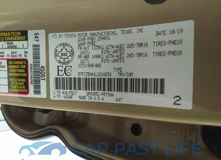 5TFCZ5AN1LX216834# 9