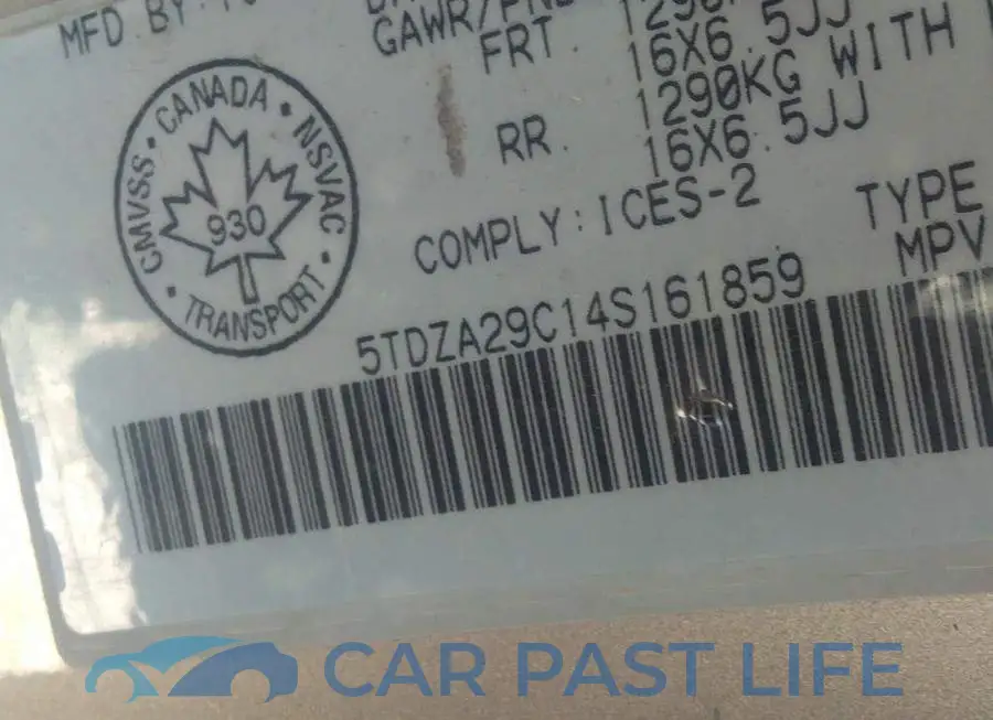 5TDZA29C14S161859# 9