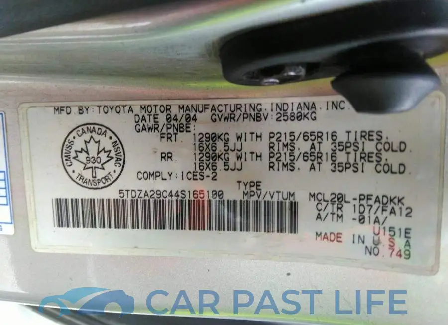 5TDZA29C44S165100# 9