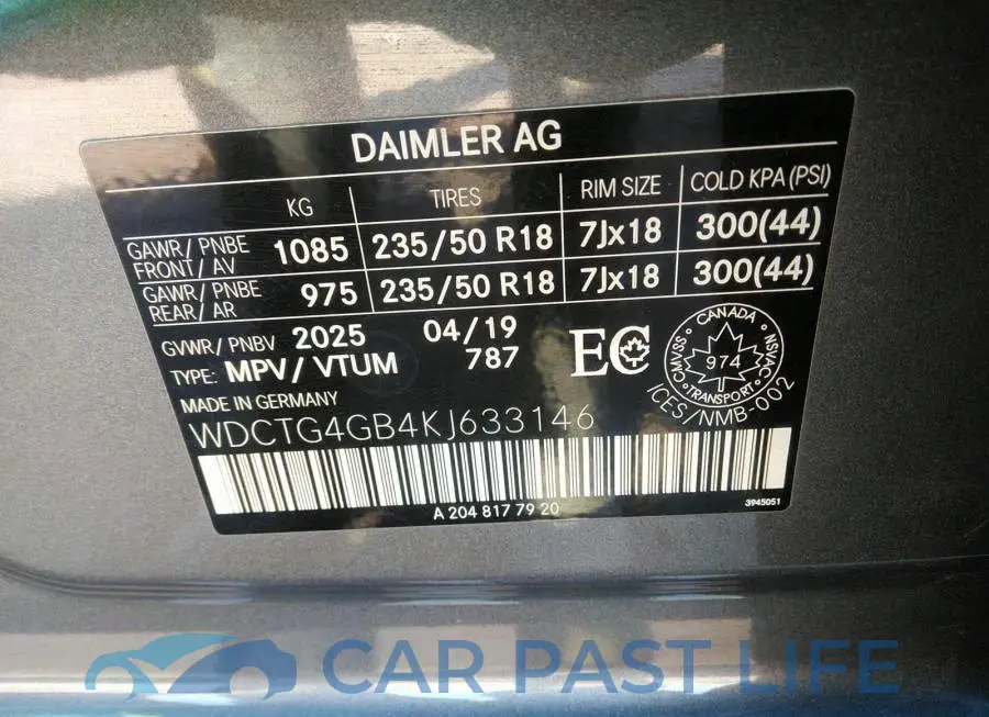 WDCTG4GB4KJ633146# 9