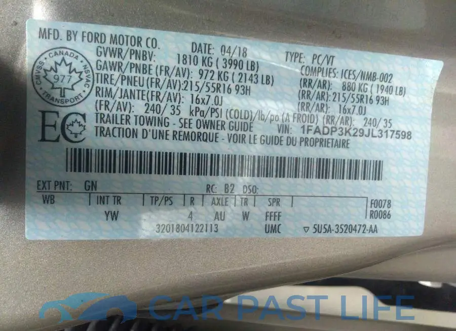 1FADP3K29JL317598# 9