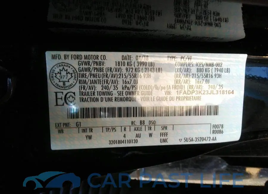 1FADP3K23JL318164# 9