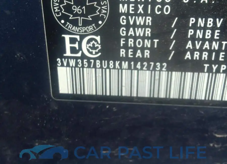 3VW357BU8KM142732# 9