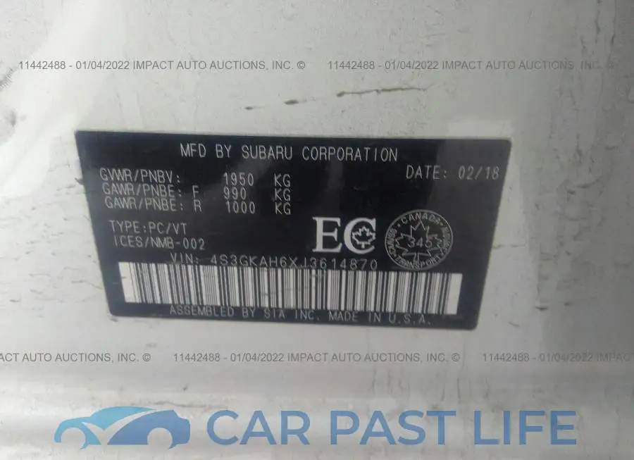 4S3GKAH6XJ3614870# 9