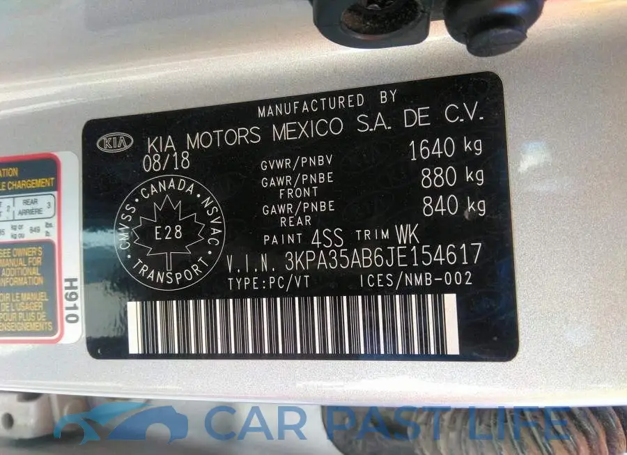 3KPA35AB6JE154617# 9
