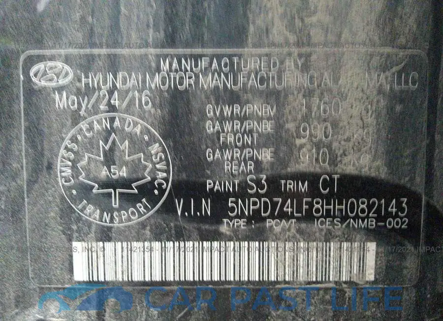 5NPD74LF8HH082143# 9