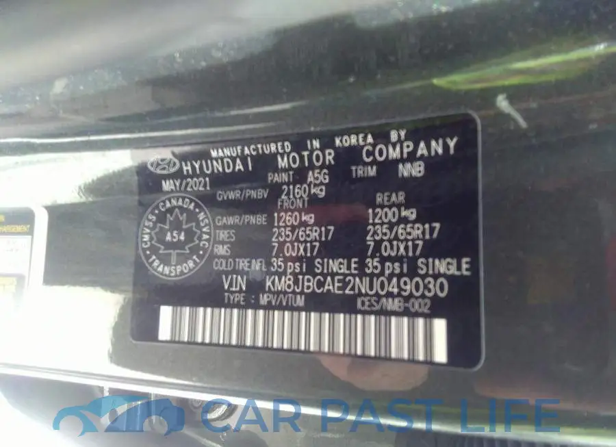 KM8JBCAE2NU049030# 9