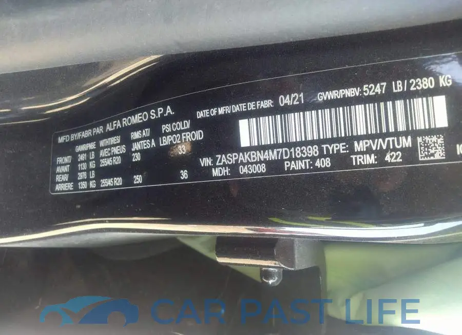 ZASPAKBN4M7D18398# 9