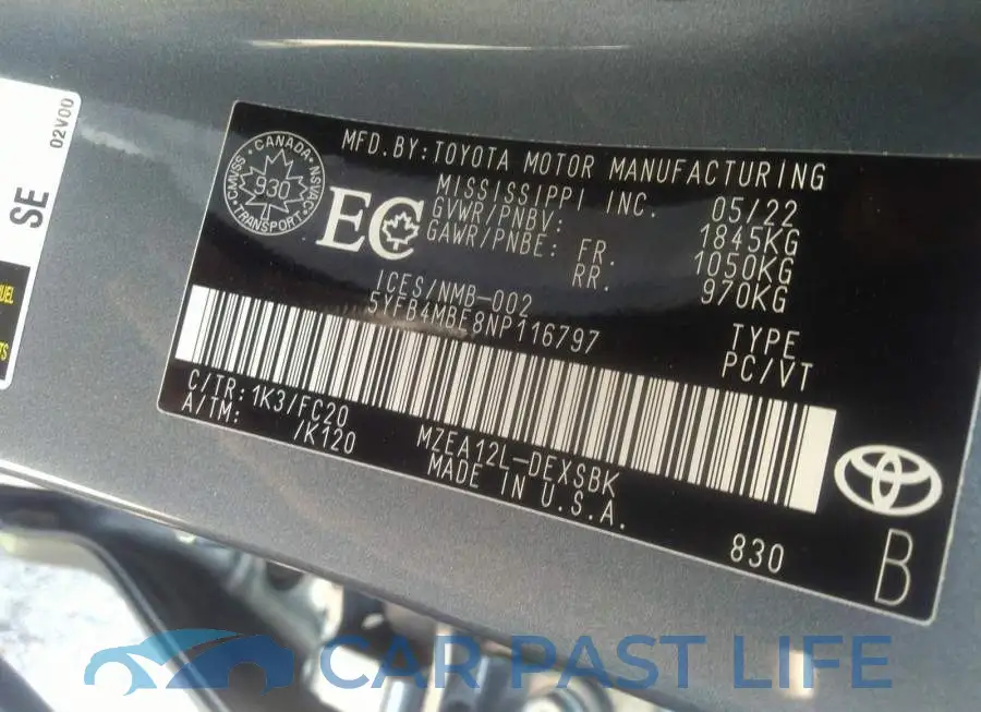 5YFB4MBE8NP116797# 9