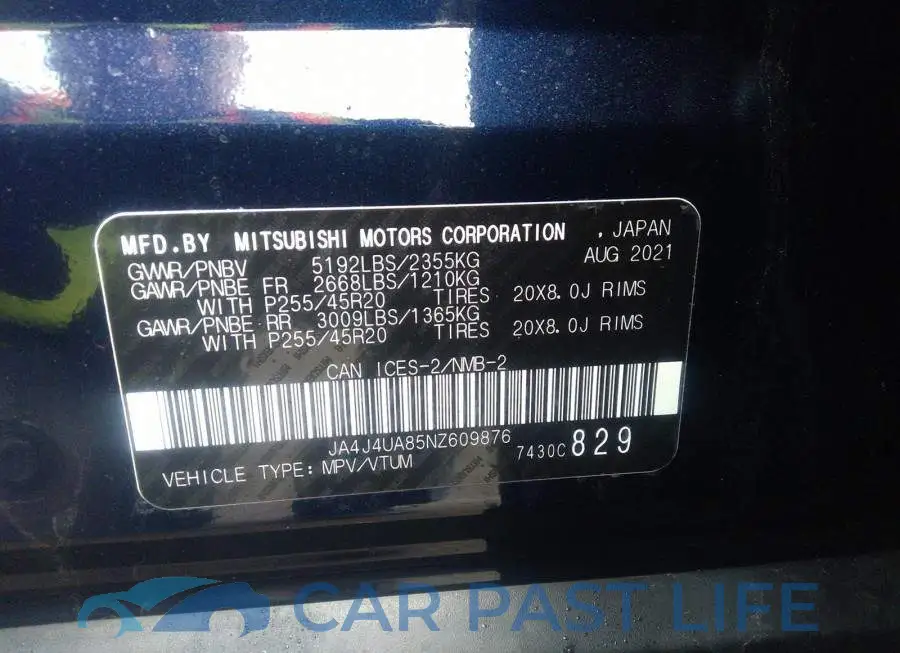 JA4J4UA85NZ609876# 9