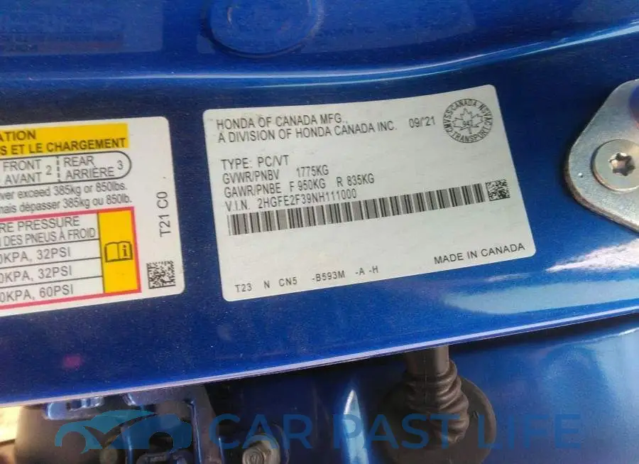 2HGFE2F39NH111000# 9