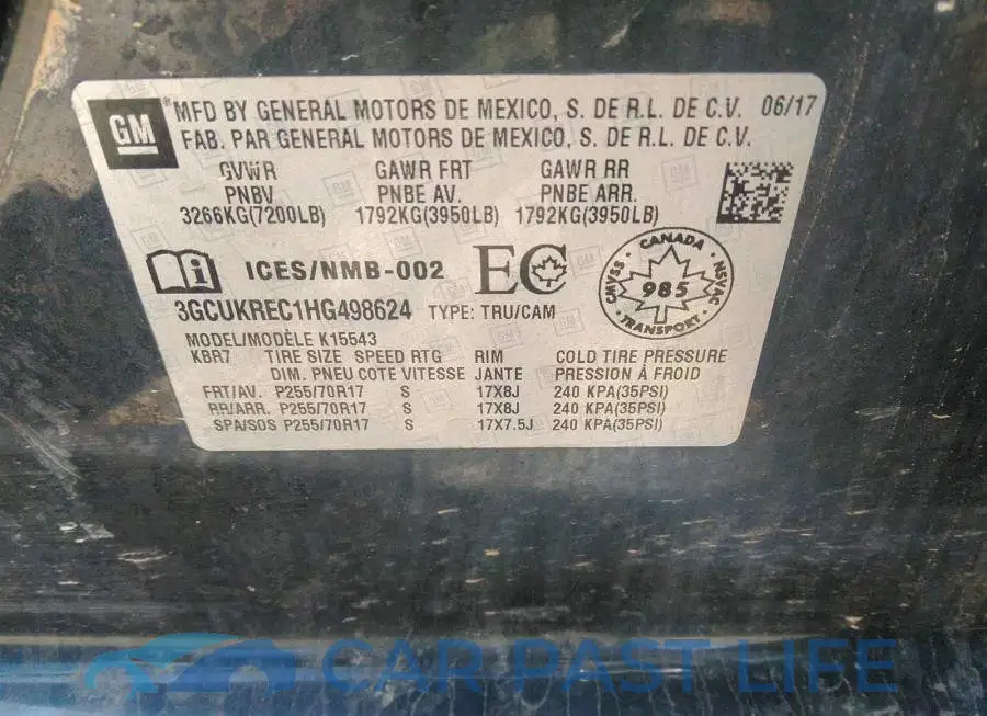 3GCUKREC1HG498624# 9