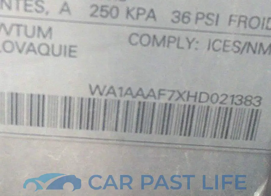 WA1AAAF7XHD021383# 9
