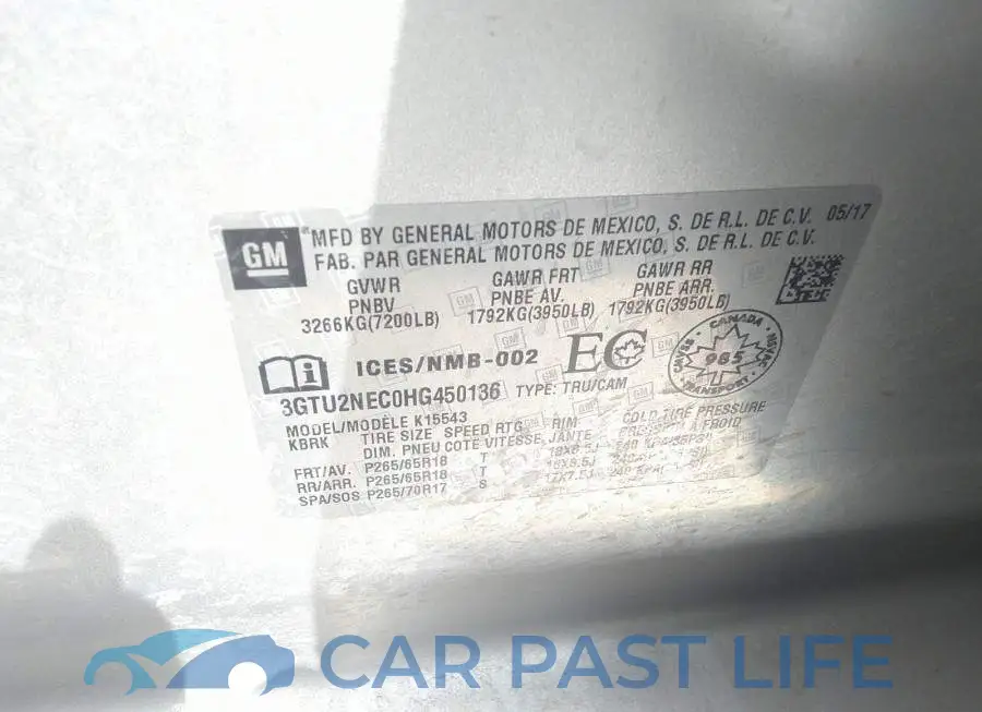 3GTU2NEC0HG450136# 9