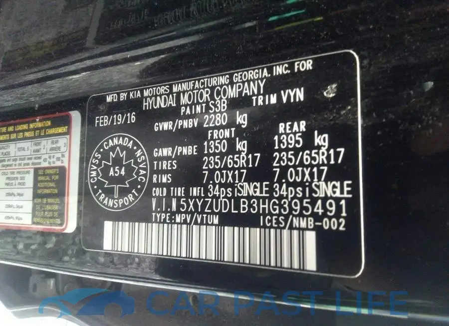 5XYZUDLB3HG395491# 9