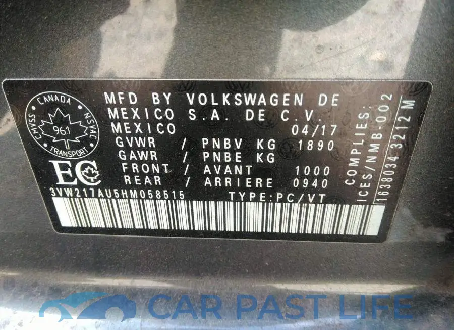3VW217AU5HM058515# 9