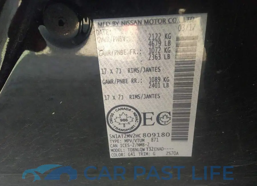 5N1AT2MV2HC809180# 9