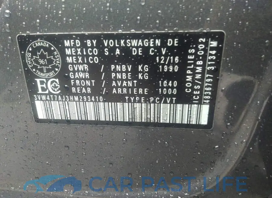 3VW4T7AJ3HM293410# 9