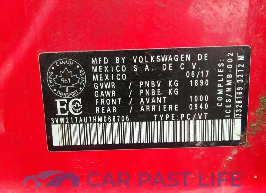 3VW217AU7HM068706# 9