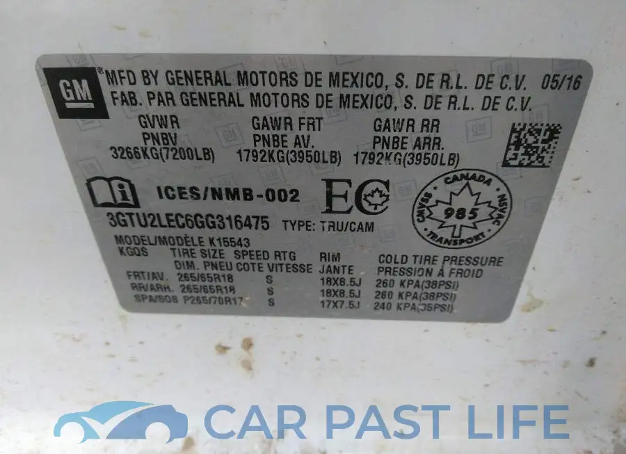 3GTU2LEC6GG316475# 9