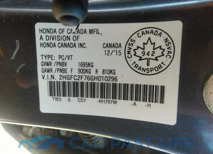 2HGFC2F76GH010296# 9