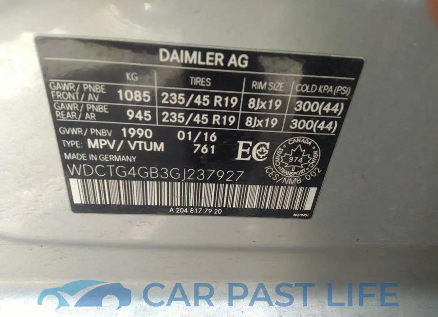 WDCTG4GB3GJ237927# 9