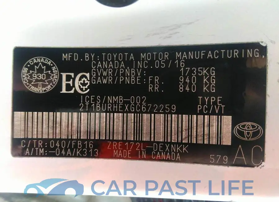 2T1BURHEXGC672259# 9