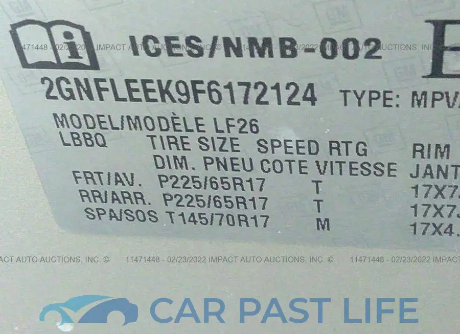 2GNFLEEK9F6172124# 9