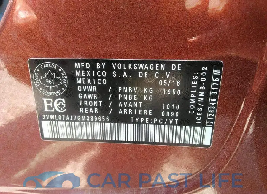 3VWL07AJ7GM389656# 9