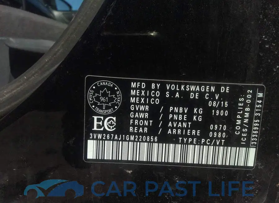 3VW267AJ1GM220856# 9