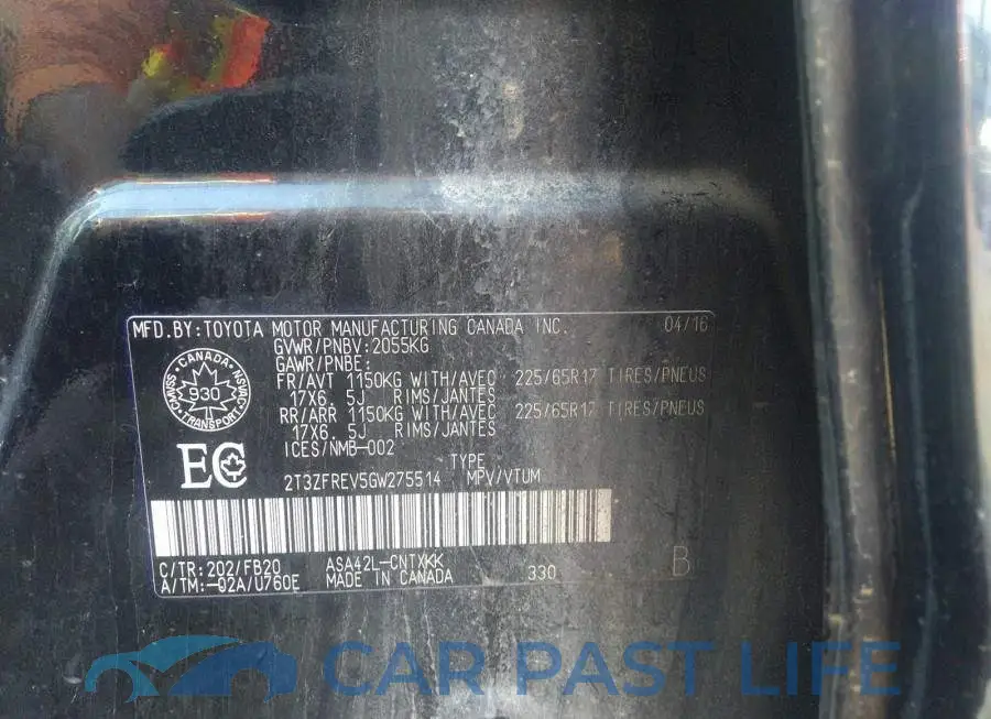 2T3ZFREV5GW275514# 9