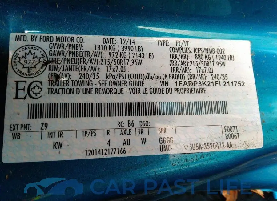 1FADP3K21FL211752# 9