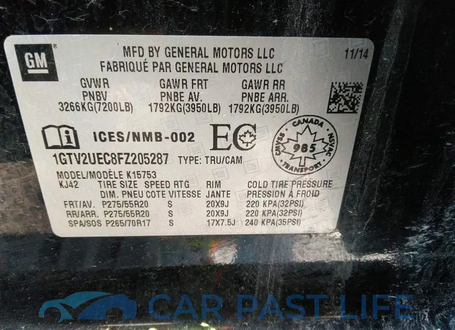 1GTV2UEC8FZ205287# 9
