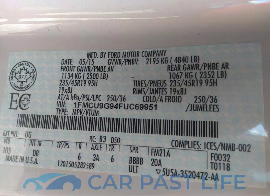 1FMCU9G94FUC69951# 9