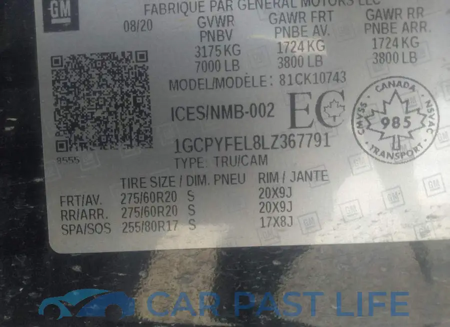 1GCPYFEL8LZ367791# 9