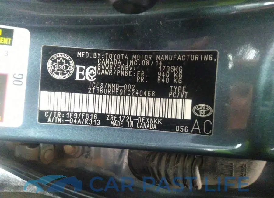 2T1BURHE9FC240468# 9