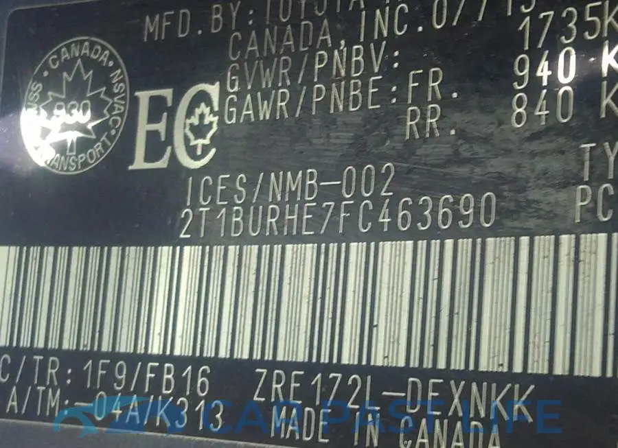 2T1BURHE7FC463690# 9