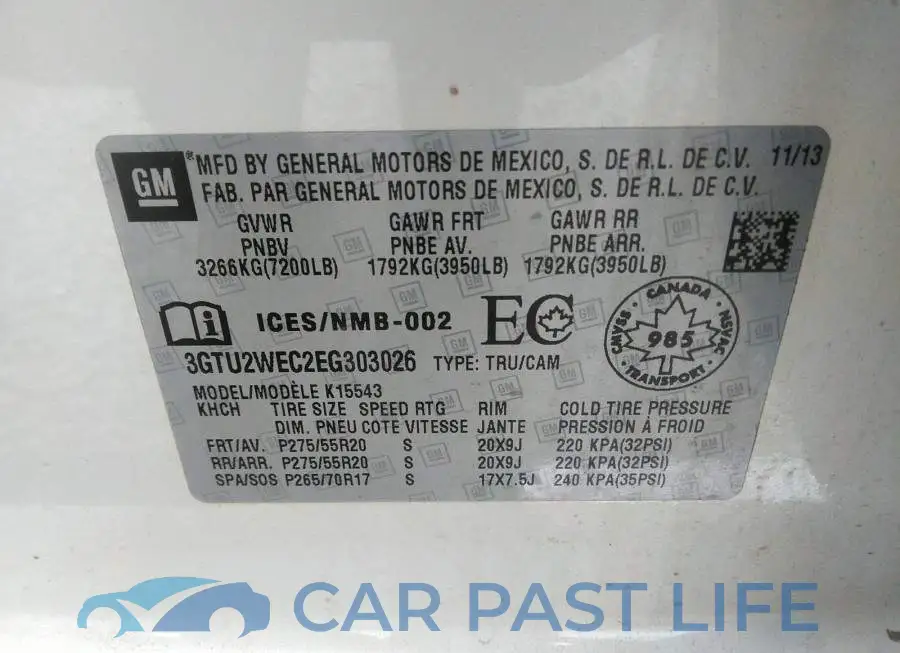 3GTU2WEC2EG303026# 9