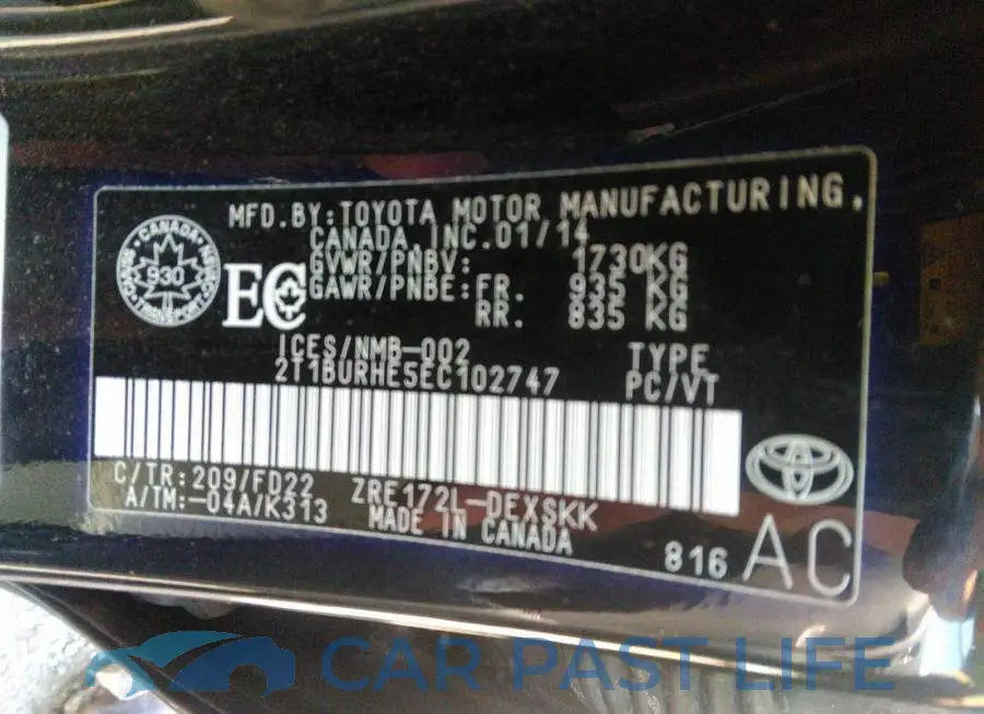 2T1BURHE5EC102747# 9